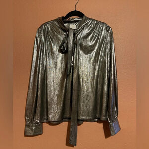 Revolve Sen Metallic Holiday Blouse Small